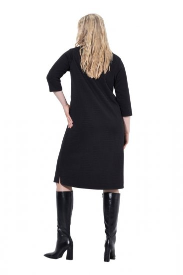 Ulla Popken 843326 Sweatjurk met driekwartmouwen Zwart - Sweatjurken - 