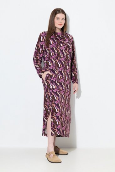 Ulla Popken 843358 Bedrukte sweatjurk Pruim - Sweatjurken - 