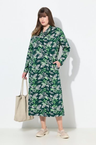 Ulla Popken 843496 Bedrukte sweatjurk Koraal - Sweatjurken - 