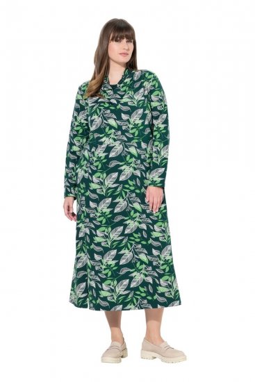Ulla Popken 843496 Bedrukte sweatjurk Koraal - Sweatjurken - 