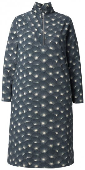 Ulla Popken 843506 Bedrukte sweatjurk Zwart - Sweatjurken - 