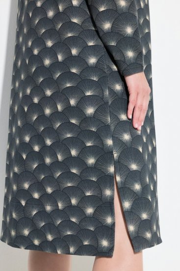 Ulla Popken 843506 Bedrukte sweatjurk Zwart - Sweatjurken - 