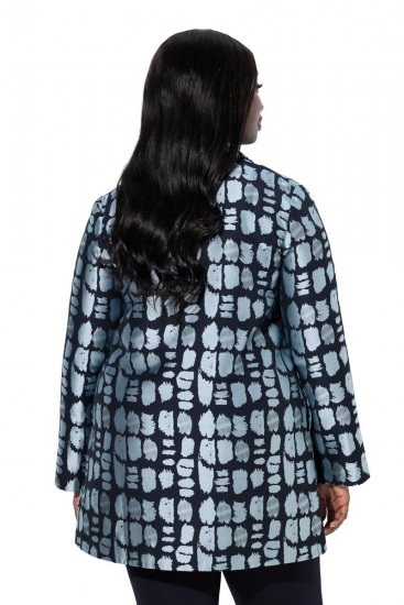 Ulla Popken 843937 Bedrukte gestructureerde blazer Donkerblauw - Blazers - Damesblazers in grote maten