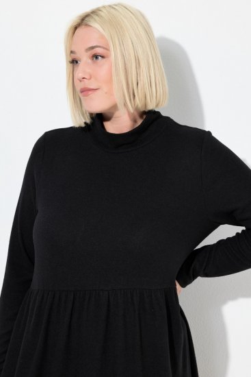 Ulla Popken 844233 Gebreide jurk met lange mouwen Zwart - Gebreide jurken - 