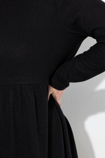 Ulla Popken 844233 Gebreide jurk met lange mouwen Zwart - Gebreide jurken - 
