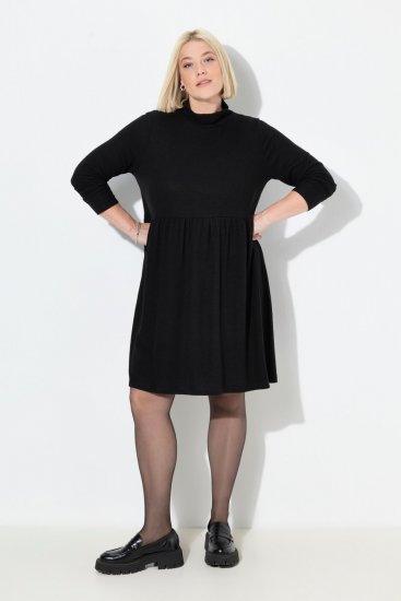 Ulla Popken 844233 Gebreide jurk met lange mouwen Zwart - Gebreide jurken - 