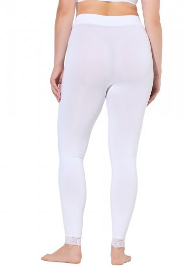 Ulla Popken 844563 Panty legging met kant Wit - Panty's & sokken - 