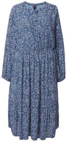 Ulla Popken 844594 Gebloemde midi-jurk Donkerblauw - Midi jurken - Midi-jurken in grote maten