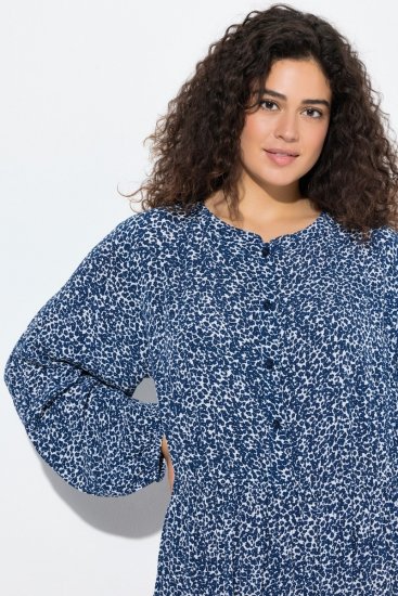 Ulla Popken 844594 Gebloemde midi-jurk Donkerblauw - Midi jurken - Midi-jurken in grote maten