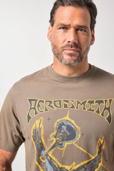 JP1880 844644 Aerosmith T-shirt Donkertaupe - Band T-shirts - Band t-shirts vanaf 2XL
