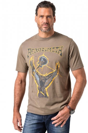 JP1880 844644 Aerosmith T-shirt Donkertaupe - Band T-shirts - Band t-shirts vanaf 2XL