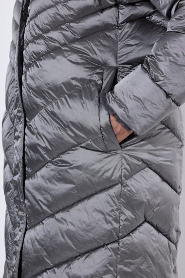 Ulla Popken 844764 HYPRAR gewatteerde jas met metallic glans Antraciet - Jassen - Grote maten dames jassen