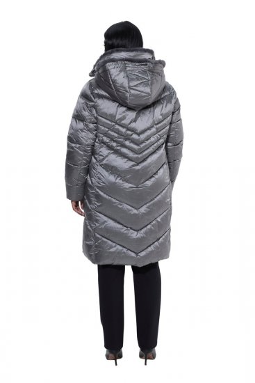 Ulla Popken 844764 HYPRAR gewatteerde jas met metallic glans Antraciet - Jassen - Grote maten dames jassen