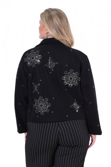 Ulla Popken 844839 Korte jas met sneeuwvlokborduursel Donkerblauw - Jassen - Grote maten jassen voor dames