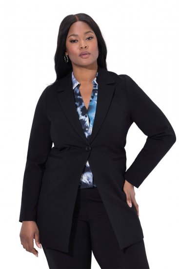 Ulla Popken 844842 Jersey blazer Zwart - Blazers - Damesblazers in grote maten