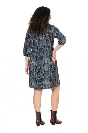Ulla Popken 844945 Bedrukte jersey jurk Zwart - Jersey jurken - 