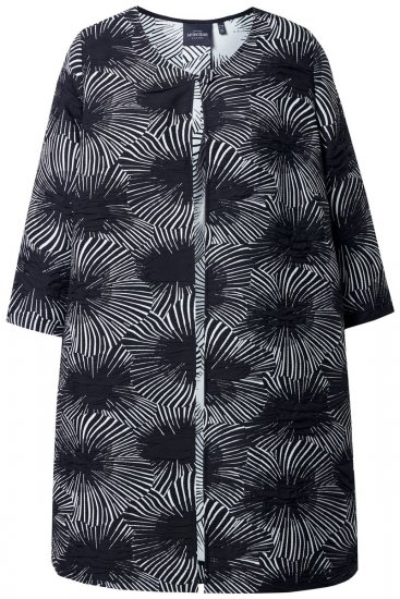 Ulla Popken 844981 Gestructureerde blazer met ronde hals Zwart - Blazers - Damesblazers in grote maten