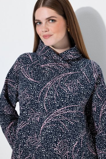 Ulla Popken 844993 Bedrukte sweatjurk Donkerblauw - Sweatjurken - 