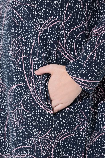 Ulla Popken 844993 Bedrukte sweatjurk Donkerblauw - Sweatjurken - 