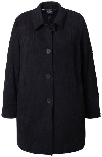 Ulla Popken 845026 Overshirt met zebrastructuur Zwart - Jassen - Grote maten jassen voor dames
