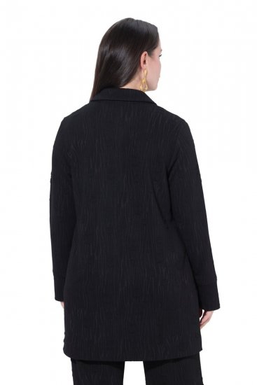 Ulla Popken 845026 Overshirt met zebrastructuur Zwart - Jassen - Grote maten jassen voor dames