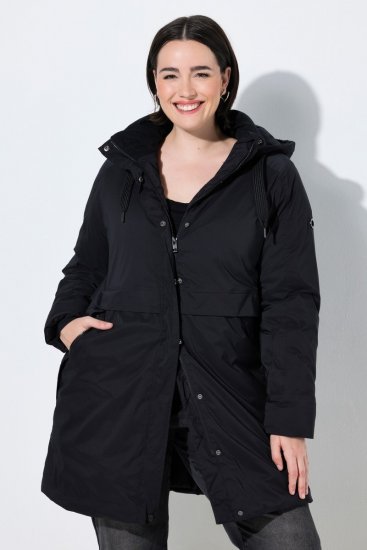Ulla Popken 845111 Parka Zwart - Jassen - Grote maten dames jassen