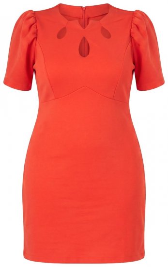 Ulla Popken 845150 Bodycon jurk met korte mouwen Rood - Kleedjes - Jurken in elke maat