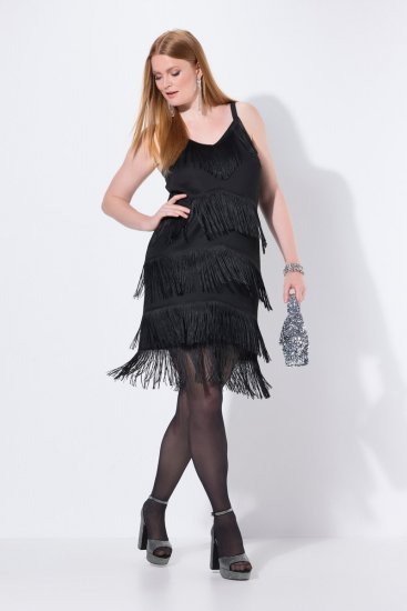 Ulla Popken 845152 Mouwloze jurk Zwart - Avondjurken - Grote maten avondkleding
