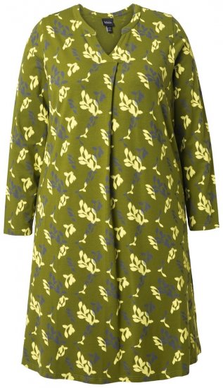 Ulla Popken 845190 Gebloemde jersey jurk Turquoise - Jersey jurken - 