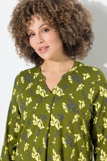 Ulla Popken 845190 Gebloemde jersey jurk Turquoise - Jersey jurken - 