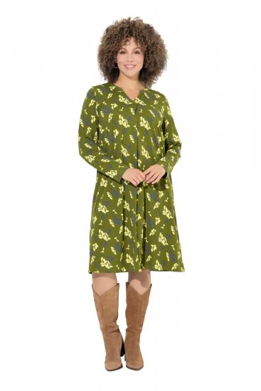 Ulla Popken 845190 Gebloemde jersey jurk Turquoise - Jersey jurken - 
