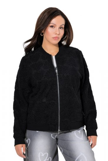 Ulla Popken 845262 Teddy jack Zwart - Jassen - Grote maten jassen voor dames