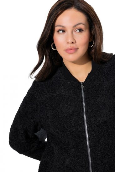 Ulla Popken 845262 Teddy jack Zwart - Jassen - Grote maten jassen voor dames