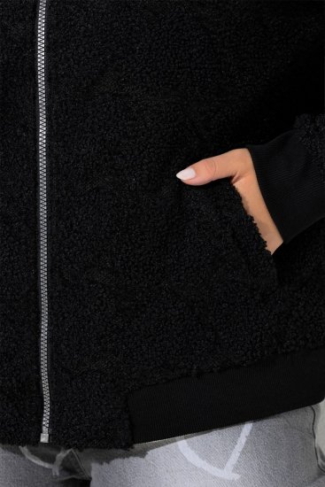 Ulla Popken 845262 Teddy jack Zwart - Jassen - Grote maten jassen voor dames
