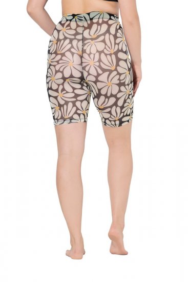 Ulla Popken 845285 Gebloemde anti-schuur shorts Zwart - Anti-schuur shorts - 