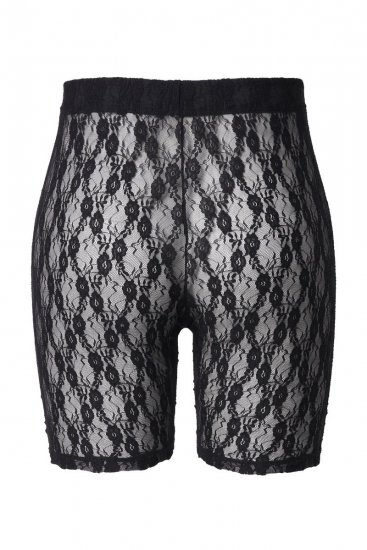 Ulla Popken 845290 Gebloemde anti-schuur shorts met kant Zwart - Anti-schuur shorts - 
