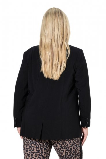 Ulla Popken 845336 Oversized stretch blazer met twee knopen Zwart - Blazers - Damesblazers in grote maten
