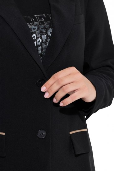 Ulla Popken 845336 Oversized stretch blazer met twee knopen Zwart - Blazers - Damesblazers in grote maten