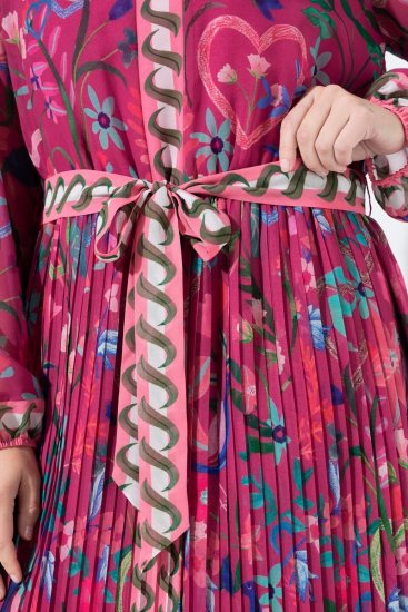 Ulla Popken 845649 Midi-jurk met lange mouwen Bessenrood - Midi jurken - Midi-jurken in grote maten
