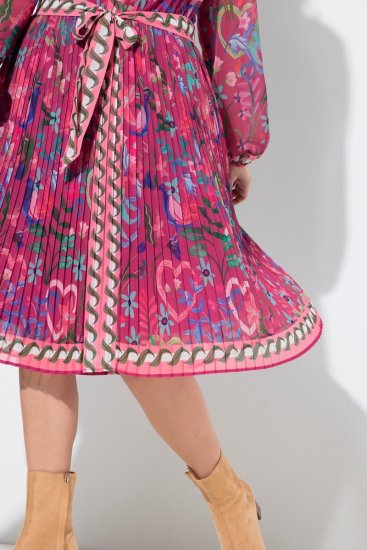 Ulla Popken 845649 Midi-jurk met lange mouwen Bessenrood - Midi jurken - Midi-jurken in grote maten