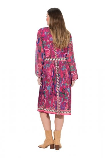 Ulla Popken 845649 Midi-jurk met lange mouwen Bessenrood - Midi jurken - Midi-jurken in grote maten