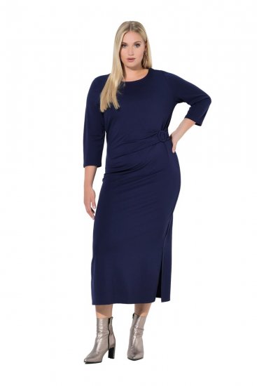 Ulla Popken 845705 Jersey jurk Donkerblauw - Midi jurken - Midi-jurken in grote maten