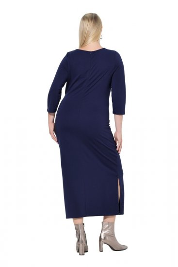 Ulla Popken 845705 Jersey jurk Donkerblauw - Midi jurken - Midi-jurken in grote maten