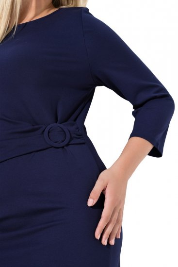 Ulla Popken 845705 Jersey jurk Donkerblauw - Midi jurken - Midi-jurken in grote maten
