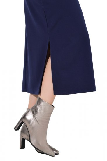 Ulla Popken 845705 Jersey jurk Donkerblauw - Midi jurken - Midi-jurken in grote maten