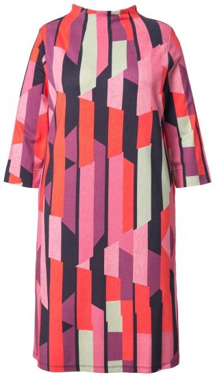 Ulla Popken 845794 Bedrukte jersey jurk Roze - Kleedjes - Jurken in elke maat