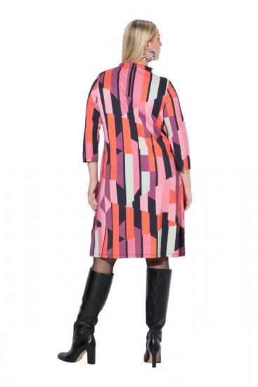Ulla Popken 845794 Bedrukte jersey jurk Roze - Kleedjes - Jurken in elke maat