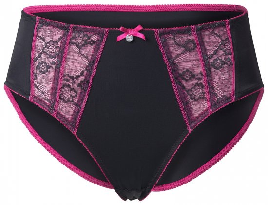 Ulla Popken 845885 Gebloemde slips met kant Roze - Slips - 