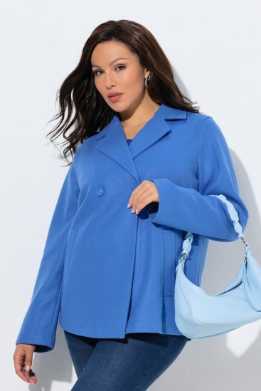 Ulla Popken 846021 Fleece jas Blauw - Jassen - Grote maten dames jassen