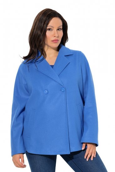 Ulla Popken 846021 Fleece jas Blauw - Jassen - Grote maten dames jassen